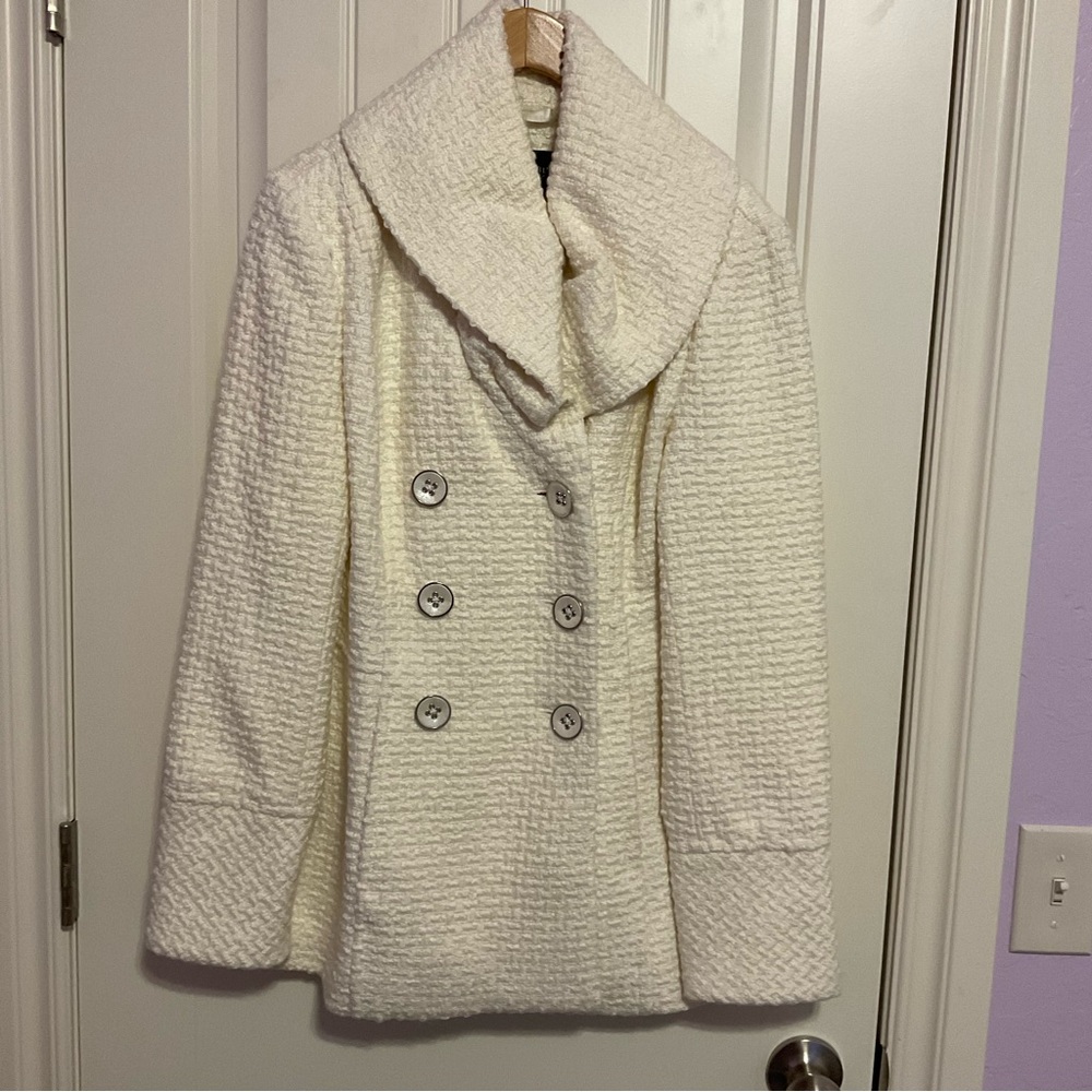 NWT White House Black Market Cream Pea Coat - Size Small